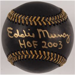 Eddie Murray Signed OML Black Leather Baseball Inscribed "HOF 2003" (JSA COA)
