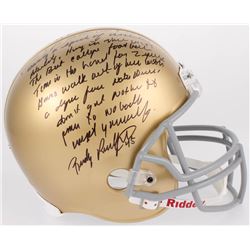 Rudy Ruettiger Signed Notre Dame Fighting Irish Full-Size Helmet with Extensive Inscription (JSA COA