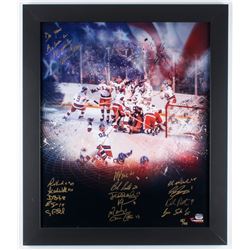 LE Team USA "Miracle on Ice" 23.5x27.5 Custom Framed Photo Display Signed by (16) with Mike Eruzione