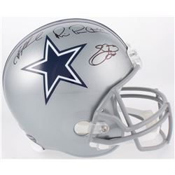 Emmitt Smith, Troy Aikman  Michael Irvin Signed Cowboys Full-Size Helmet (JSA COA  Beckett COA  PROV