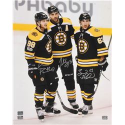 Patrice Bergeron, Brad Marchand  David Pastrnak Signed Boston Bruins 16x20 Photo (Bergeron, Marchand