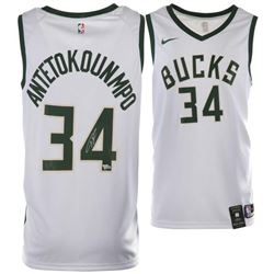 Giannis Antetokounmpo Signed Milwaukee Bucks Nike White Jersey (Fanatics Hologram)