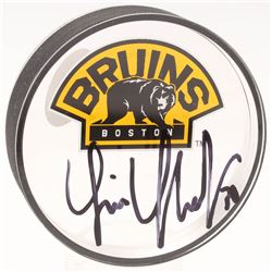 Tim Thomas Signed Boston Bruins Acrylic Logo Hockey Puck (JSA COA  YSMS Hologram)