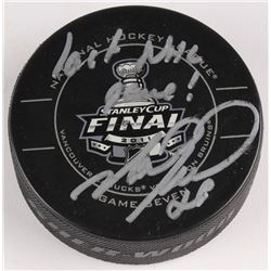 Mark Recchi Signed 2011 Stanley Cup Finals Logo Hockey Puck Inscribed "Last NHL Game!" (JSA COA)