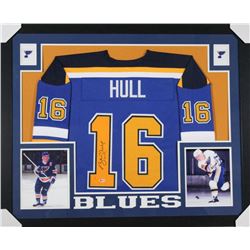 Brett Hull Signed 35x43 Custom Framed Jersey (Beckett COA)