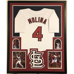 Yadier Molina Signed 35x43 Custom Framed Jersey (Beckett COA)