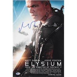 Matt Damon Signed Elysium 12x18 Movie Poster Photo (Beckett COA)