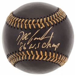 Dwight "Doc" Gooden Signed OML Black Leather Baseball Inscribed "86 W.S Champ" (JSA COA)