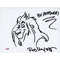Rob Minkoff Signed 8.5x11 Cut with Original Sketch Inscribed "Be Prepared" (PSA COA)