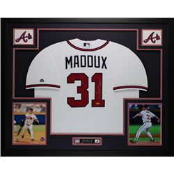 Greg Maddux Signed 35" x 43" Custom Framed Jersey Inscribed "HOF 14" (TriStar)