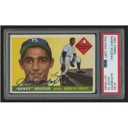 Sandy Koufax Signed 1955 Topps #123 RC (PSA Encapsulated)