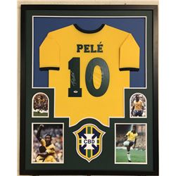 Pele Signed 34x42 Custom Framed Jersey (PSA COA)