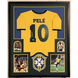 Pele Signed 34x42 Custom Framed Jersey (PSA COA)