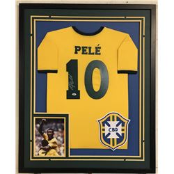 Pele Signed 34x42 Custom Framed Jersey (PSA COA)
