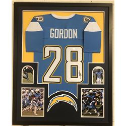 Melvin Gordon Signed 34x42 Custom Framed Jersey (JSA COA)