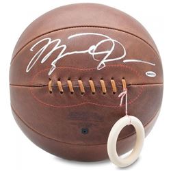 Michael Jordan Signed Naismith Leather Head Basketball (UDA COA)