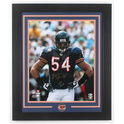 Brian Urlacher Signed Chicago Bears 23.5x27.5 Custom Framed Photo Inscribed "HOF 2018" (Beckett COA)