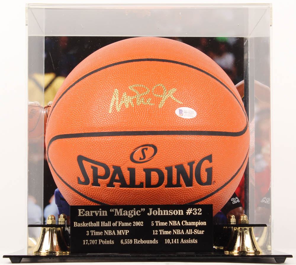Magic Johnson Signed Nba Game Ball Series Basketball With High