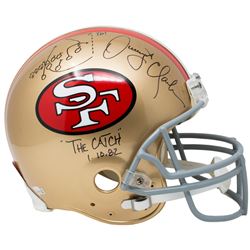 Dwight Clark Signed San Francisco 49ers "The Catch" Full-Size Helmet with Hand-Drawn Play Inscribed 