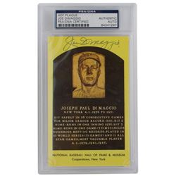 Joe DiMaggio Signed Gold Hall of Fame Plaque Postcard (PSA Encapsulated)