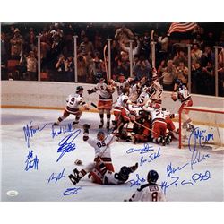 1980 Team USA "Miracle On Ice" 16x20 Photo Signed by (14) with Jim Craig, Mike Eruzione, Bill Baker,