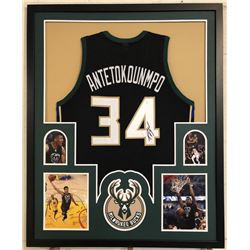 Giannis Antetokounmpo Signed 34x42 Custom Framed Jersey (JSA COA)