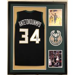 Giannis Antetokounmpo Signed 34x42 Custom Framed Jersey (JSA COA)