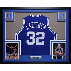Christian Laettner Signed 35x43 Custom Framed Jersey (JSA COA)