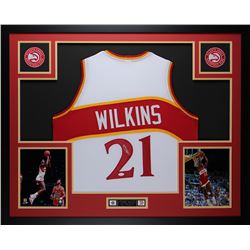 Dominique Wilkins Signed 35x43 Custom Framed Jersey (JSA COA)