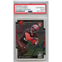 Myles Garrett Signed 2017 Donruss Optic #106 RC (PSA Encapsulated)
