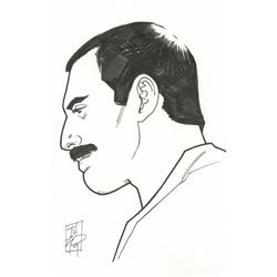 Tom Hodges - Freddie Mercury - Queen - Signed ORIGINAL 5.5" x 8.5" Drawing on Paper (1/1)