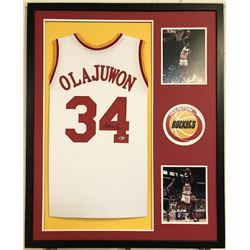 Hakeem Olajuwon Signed 34x42 Custom Framed Jersey (Beckett COA)