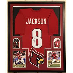Lamar Jackson Signed 34x42 Custom Framed Jersey (JSA COA)