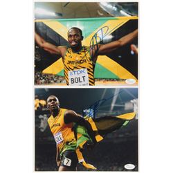 Lot of (2) Usain Bolt Signed 8x10 Photos (JSA COA)