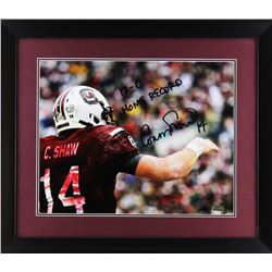 Connor Shaw Signed South Carolina Gamecocks 23x27 Custom Framed Photo Display Inscribed "17-0 Home R