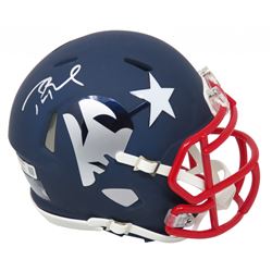 Tom Brady Signed New England Patriots Matte Blue Speed Mini Helmet (Schwartz COA)