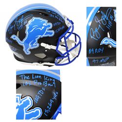 Barry Sanders Signed Detroit Lions Matte Black Full-Size Authentic On-Field Speed Helmet with (7) In