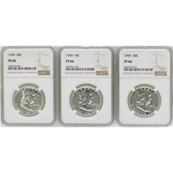 Lot of (3) 1959 Proof Franklin Half Dollar Coins NGC PF66