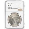 Image 1 : 1925 $1 Peace Silver Dollar Coin NGC MS65