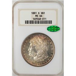 1881-S $1 Morgan Silver Dollar Coin NGC MS66 CAC Nice Toning