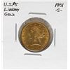 Image 1 : 1901-S $5 Liberty Head Half Eagle Gold Coin
