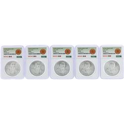 Lot of (5) 1977Mo Mexico 100 Pesos Silver Coins NGC MS66 Level Date