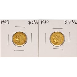 Lot of 1909-1910 $2 1/2 Indian Head Quarter Eagle Gold Coins