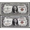 Image 1 : Lot of (2) 1935A $1 Hawaii WWII Emergency Issue Silver Certificate Notes