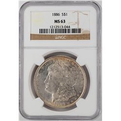 1886 $1 Morgan Silver Dollar Coin NGC MS63