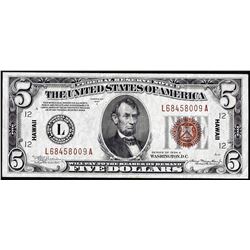 1934A $5 Hawaii WWII Emergency Issue Federal Reserve Note