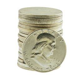 Roll of (20) Brilliant Uncirculated 1954 Franklin Half Dollar Coins
