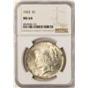 Image 1 : 1923 $1 Peace Silver Dollar Coin NGC MS64