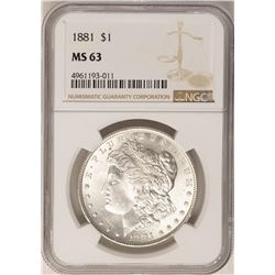 1881 $1 Morgan Silver Dollar Coin NGC MS63
