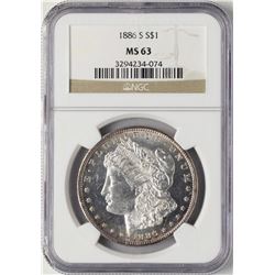 1886-S $1 Morgan Silver Dollar Coin NGC MS63